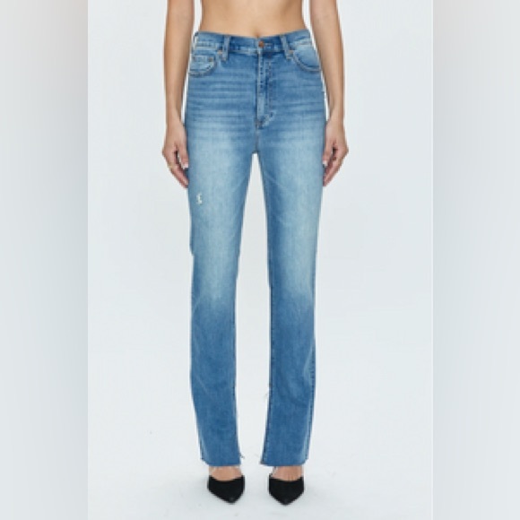 Pistola High Rise Boot Cut Colleen Tower Raw Split Hem Denim Jeans Size 29 - Picture 2 of 14